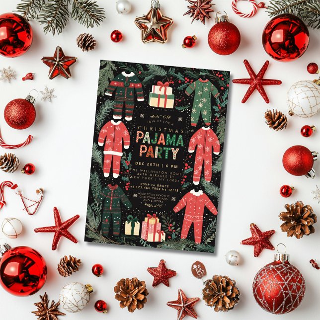 Christmas Pajama Party Fun Holiday Pajama Party Invitation (Creator Uploaded)
