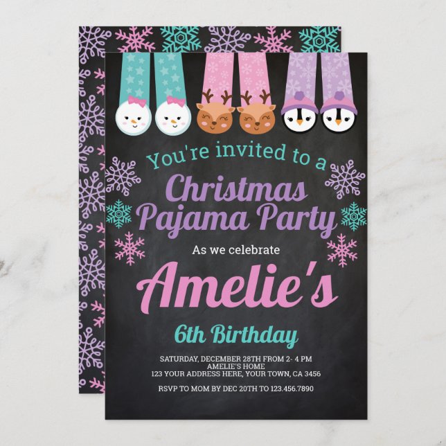 Christmas Pajama Party Invitation (Front/Back)