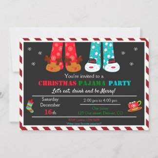 Christmas pajama party invitation Holiday pajama