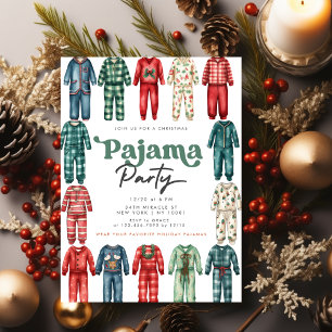 Christmas Pajama Party Kids Holiday Party Invitation