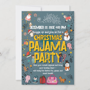 Christmas Pajama Party Kids Holiday Sleepover Invitation