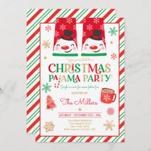 Christmas Pajama Party Red Holiday Pajama Party Invitation