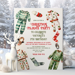 Christmas Pajama Party Sleepover Birthday Invitation