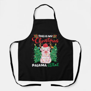 Christmas Pajama Pig Pink Shirt Apron