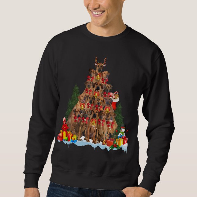 Christmas Pajama Rhodesian Ridgeback Xmas Tree Gif Sweatshirt (Front)