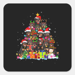 Christmas Pajama Rottweiler Tree Xmas Dog Dad Mum Square Sticker