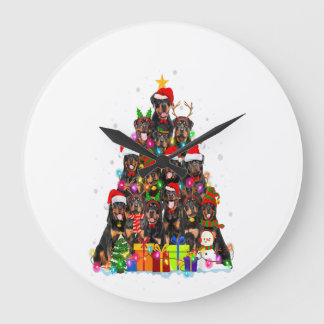 christmas pajama rottweiler tree xmas gifts large clock
