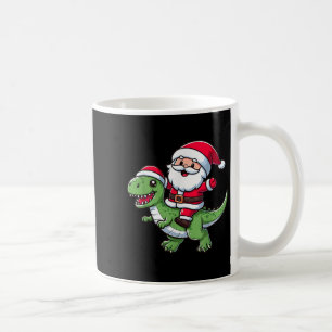 Christmas Pajama Santa Claus Ride T Rex Dinosaur F Coffee Mug