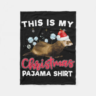 Christmas Pajama Santa Ferret Lover Fleece Blanket