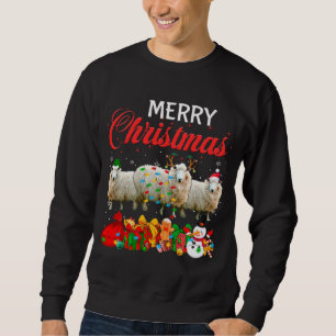 Christmas Pajama Sheep Lover Xmas Tree Lights Anim Sweatshirt