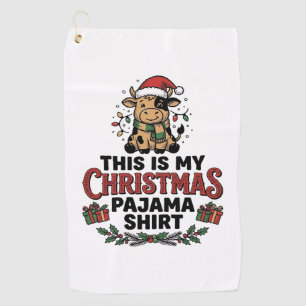 Christmas Pajama Shirt Cute Cow Holiday Design_1 Golf Towel
