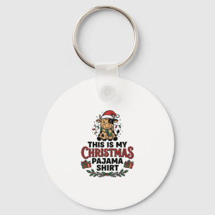 Christmas Pajama Shirt Cute Cow Holiday Design_1 Key Ring