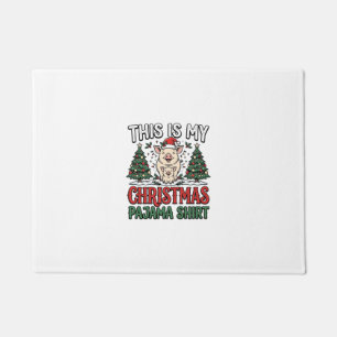 Christmas Pajama Shirt Cute Pig Holiday Vector Des Doormat