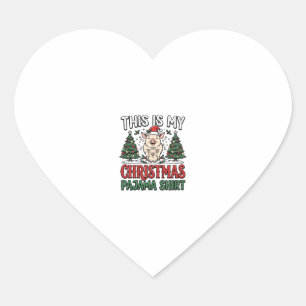 Christmas Pajama Shirt Cute Pig Holiday Vector Des Heart Sticker