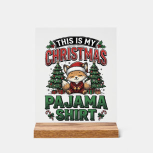 Christmas Pajama Shirt Cute Vintage Holiday Tee_1 Acrylic Sign