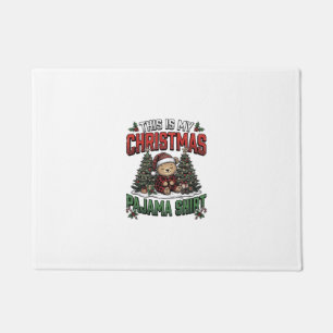 Christmas Pajama Shirt Cute Vintage Holiday Tee_1 Doormat