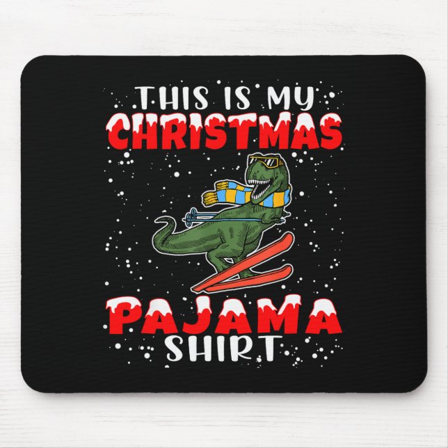 Christmas Pajama Shirt Funny Xmas Skiing Gift For  Mouse Pad (Front)