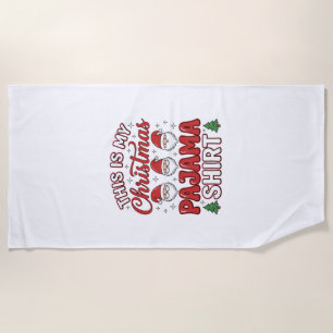Christmas Pajama Shirt Gnome Holiday Design Beach Towel
