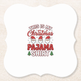 Christmas Pajama Shirt Gnome Holiday Design Paper Coaster