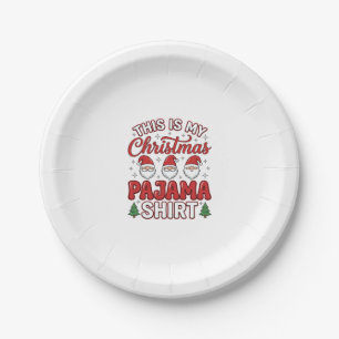 Christmas Pajama Shirt Gnome Holiday Design Paper Plate
