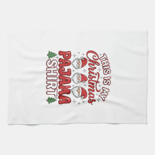 Christmas Pajama Shirt Gnome Holiday Design Tea Towel