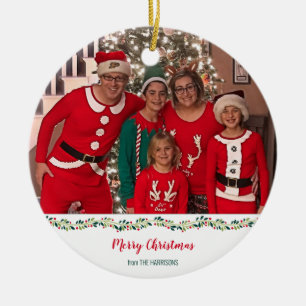 Christmas Pajamas Challenge Family Photo Ceramic Ornament