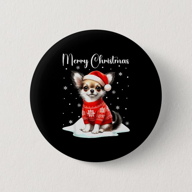 Christmas Pajamas Chihuahua Christmas Outfit Chihu 6 Cm Round Badge (Front)