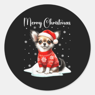 Christmas Pajamas Chihuahua Christmas Outfit Chihu Classic Round Sticker