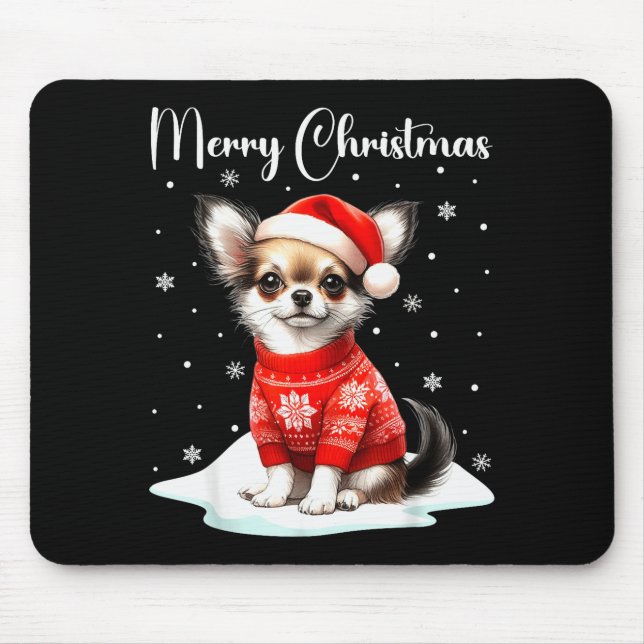 Christmas Pajamas Chihuahua Christmas Outfit Chihu Mouse Pad (Front)