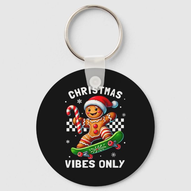 Christmas Pajamas Funny Gingerbread Ginger Christm Key Ring (Front)