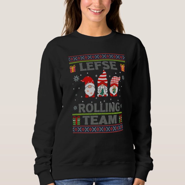 Christmas pajamas Lefse Rolling Team Baking Tomte  Sweatshirt (Front)
