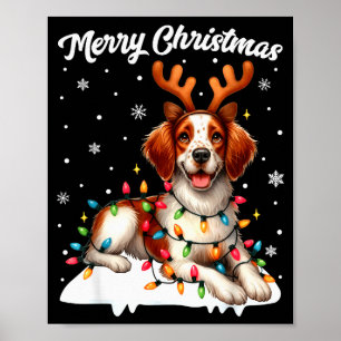 Christmas Pajamas Men Women Kids Britany Spaniel D Poster