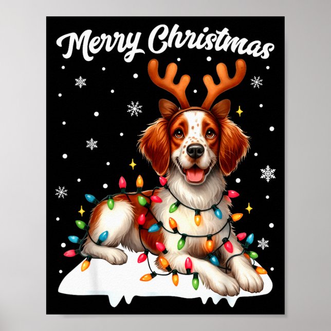 Christmas Pajamas Men Women Kids Britany Spaniel D Poster (Front)