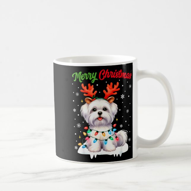 Christmas Pajamas Men Women Kids Maltese Dog Chris Coffee Mug (Right)