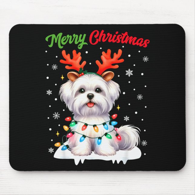 Christmas Pajamas Men Women Kids Maltese Dog Chris Mouse Pad (Front)