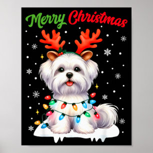 Christmas Pajamas Men Women Kids Maltese Dog Chris Poster