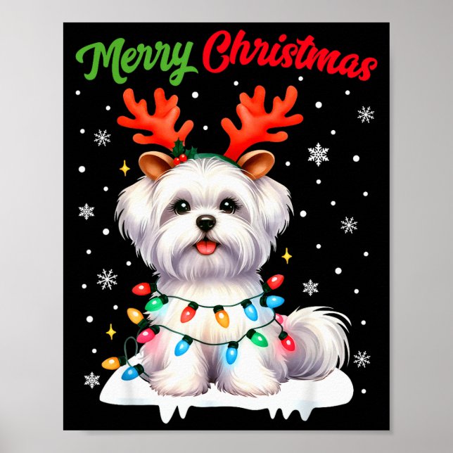 Christmas Pajamas Men Women Kids Maltese Dog Chris Poster (Front)