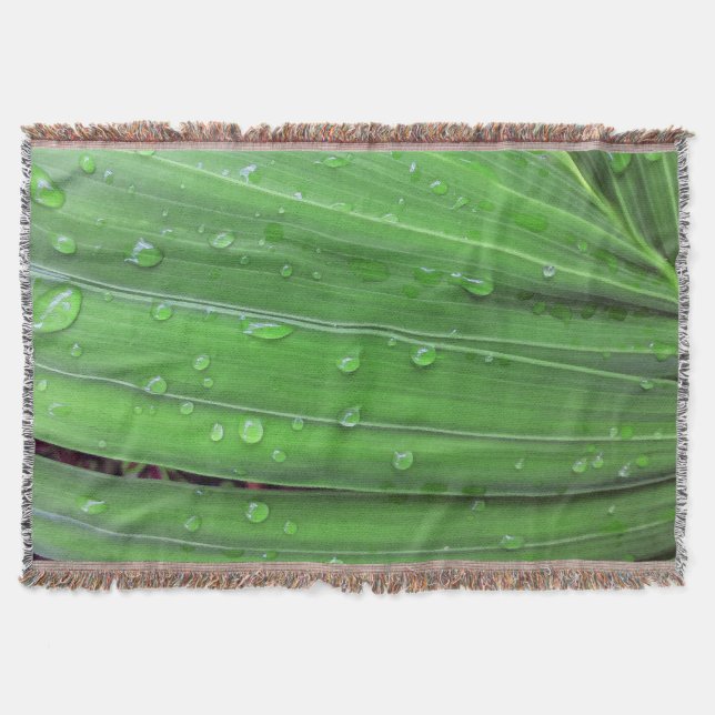 Christmas Palm and Raindrops Throw Blanket (Front)