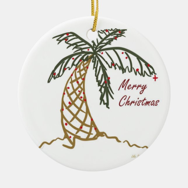 Christmas Palm Ceramic Ornament (Front)