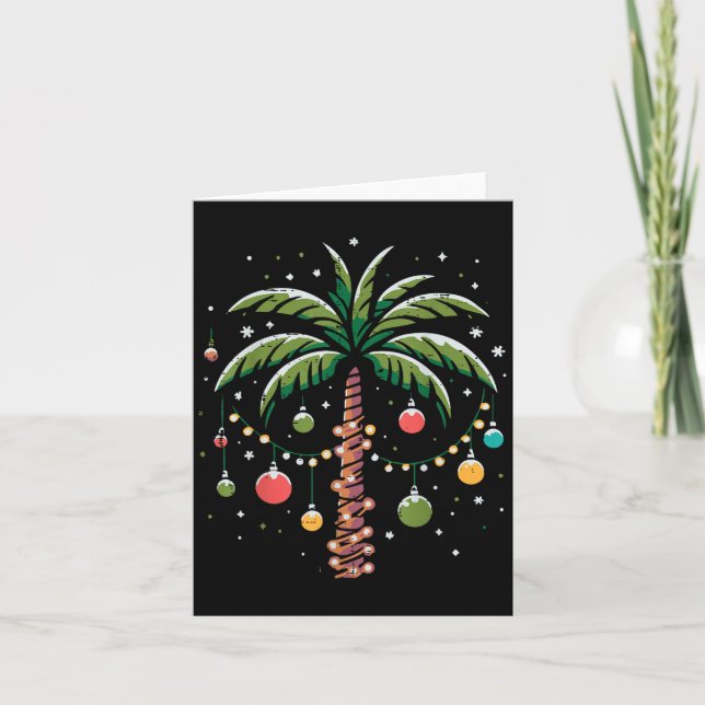 Christmas Palm Coconut Tree Xmas Trocal Women Men  Card (Front)