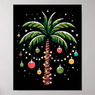 Christmas Palm Coconut Tree Xmas Trocal Women Men  Poster