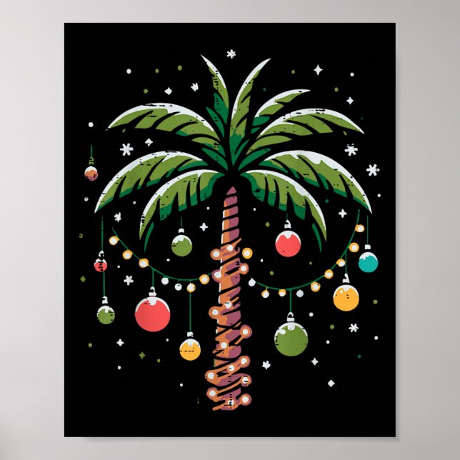 Christmas Palm Coconut Tree Xmas Trocal Women Men  Poster (Front)