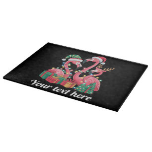 Christmas Palm Flamingo Personalised Xmas Lights  Cutting Board
