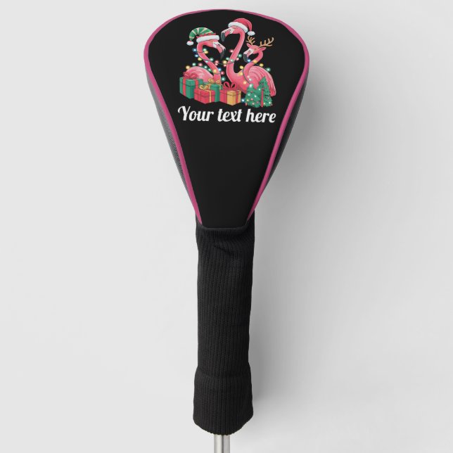 Christmas Palm Flamingo Personalised Xmas Lights  Golf Head Cover (Front)
