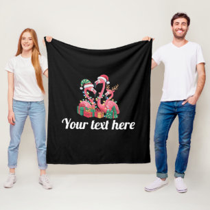 Christmas Palm Flamingo Personalized Xmas Lights  Fleece Blanket