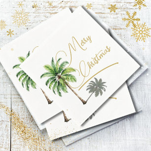 Christmas Palm  Gold Elegant Merry  Napkin
