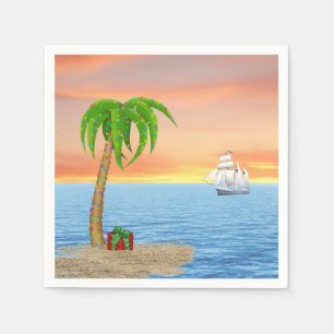 Christmas Palm Tree and Boat   Napkin