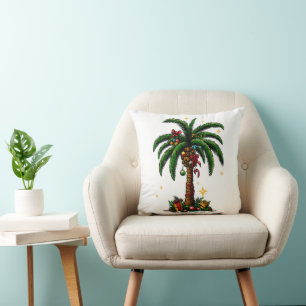 Christmas Palm Tree, Beach Aloha Christmas Cushion
