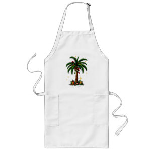 Christmas Palm Tree, Beach Aloha Christmas Long Apron