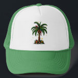 Christmas Palm Tree, Beach Aloha Christmas Trucker Hat<br><div class="desc">Escape to a tropical winter wonderland with our Christmas Palm Tree design. This unique and festive artwork brings a touch of the beach to your holiday celebrations, featuring a palm tree adorned with Christmas lights and ornaments. Whether you're dreaming of a warm and sandy Christmas or want to add a...</div>